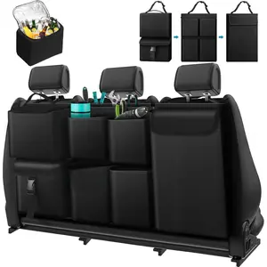 Hanging Car Trunk Organizer with Cooler, Large Pockets, Zippers Detachable Seat Back Waterproof Car Storage Trunk Organizer for Jeeps, SUVs, Black