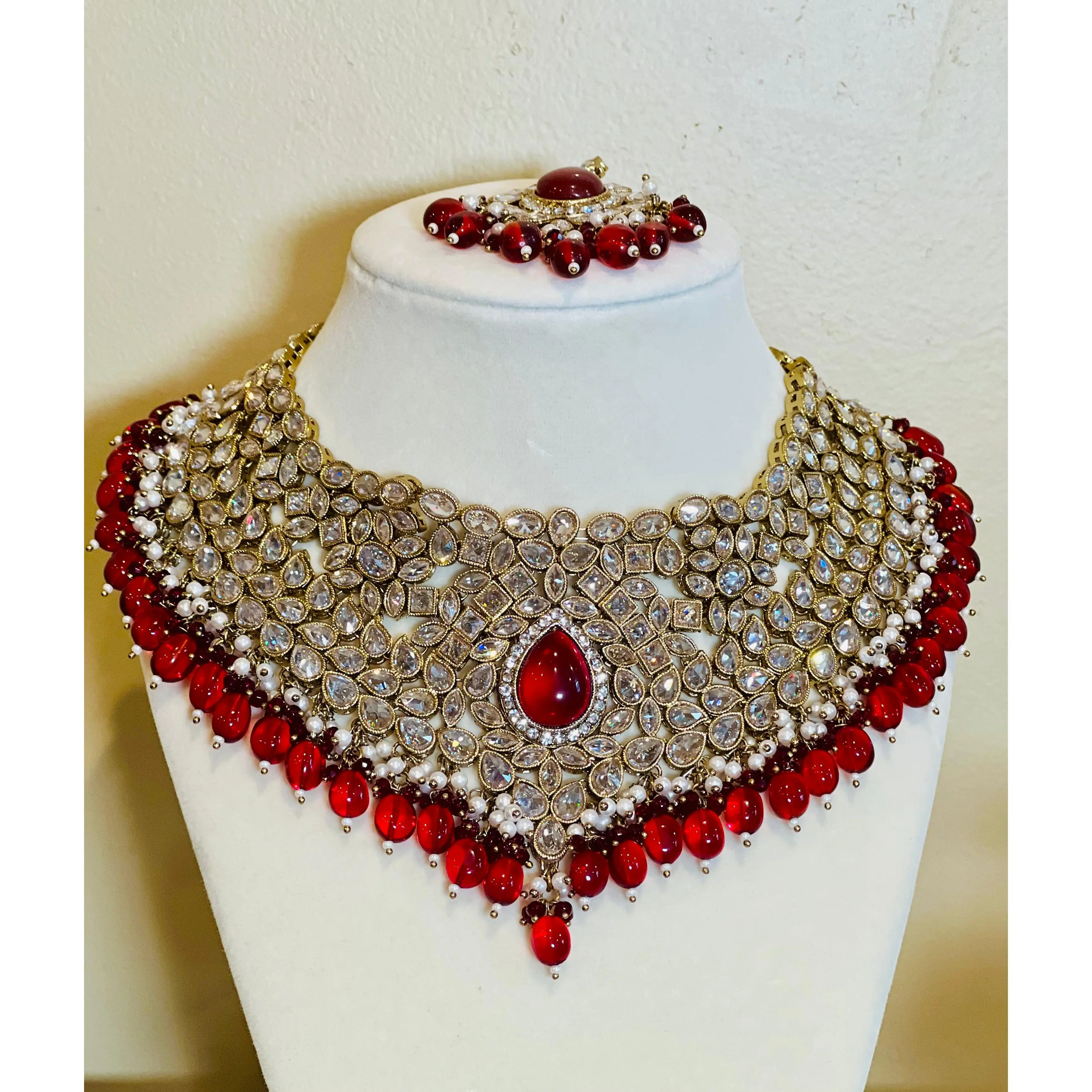 Rhea Bridal Necklace Set (Includes Earrings & Tikka)