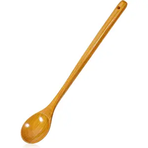 13Inch Wooden Spoons for Cooking, Long Handle Wooden Cooking Spoon, Mixing Spoons, Non Stick Cookware Tasting Stirring Spoon, Smooth Finish wood Cooking Utensils
