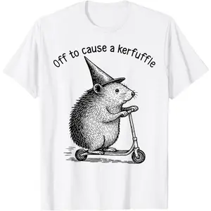 Retro Off to Cause A Kerfuffle Funny Groundhog Scooter Meme T-Shirt