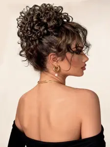 Natural Messy Bun Hair for Women, Synthetic Curly Loose Wave Bun Hair is Ponytail Extension with Elastic Drawstring,  Gorgeous Bun Perfect for Beginners Daily Wear &Party Use. (8 Inch) Synthetic Extensions