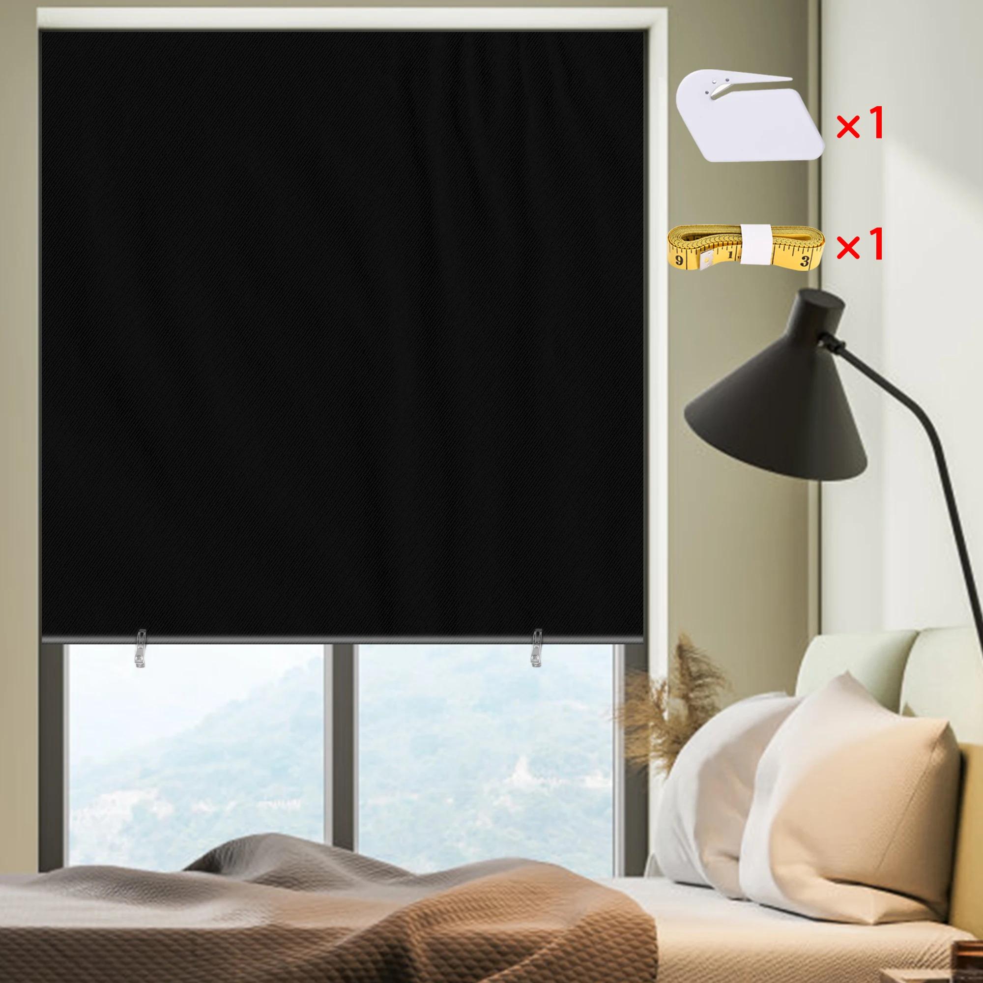 Portable 100% Black Out Curtains Shades for Windows Door Sun Protection Light Blocking Drapes Film No Drilling Travel