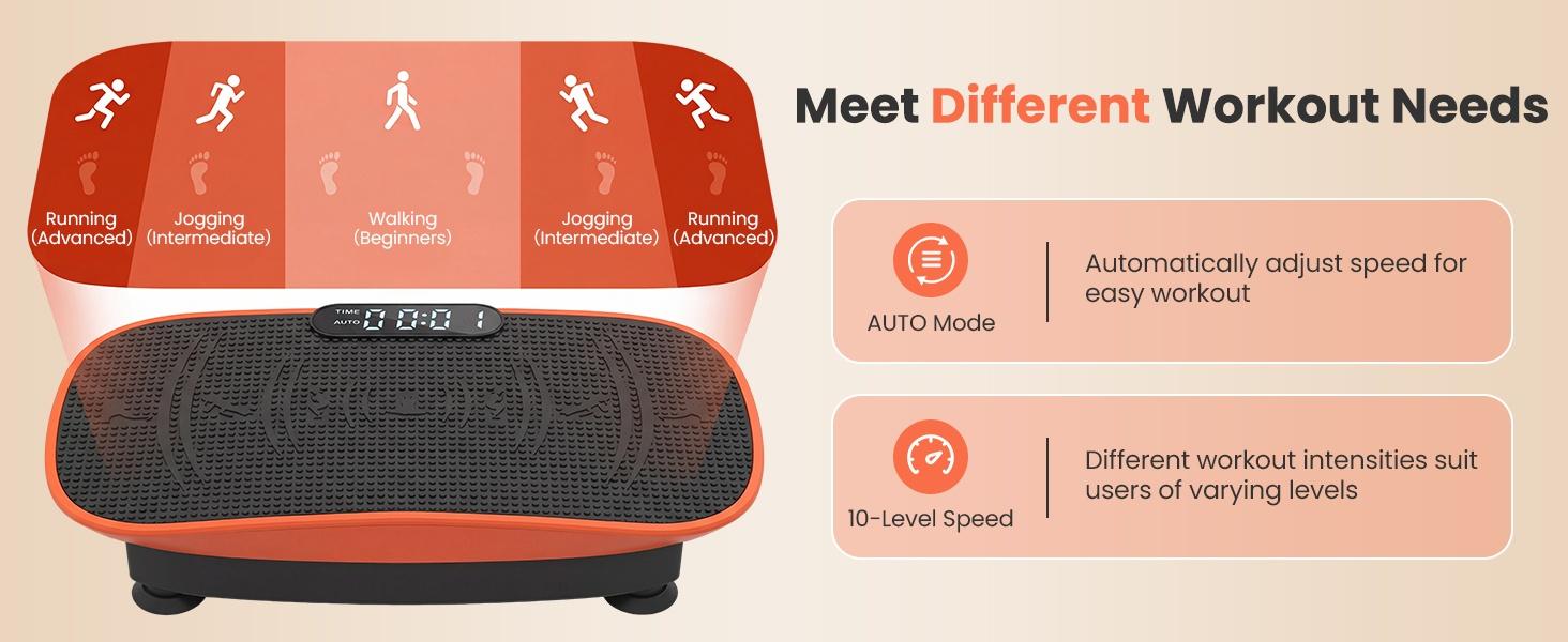 Vibration Plate Exercise Machine 10 Speed Intensities Compact Design Fitness Home Gym Equipment with Remote Control LED Display Quiet Operation