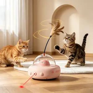 Hands-Free Automatic Cat Laser & Feather Toy – Motion Activated Self-Play Wand, Indoor Fun for Curious Cats