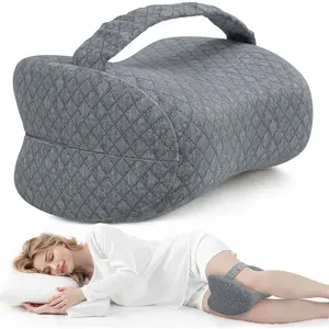 Knee Pillow for Side Sleepers — Supportive Memory Foam Leg Pillow with Elastic Strap, Heart-Shaped Pillow Between Legs for Sciatica Pain Relief at Hip Joints, Gray
