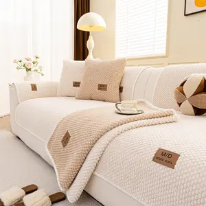 Pure Color Sofa Cover Soft Velvet, Couch Cover, Non-Slip Sofa Protector, Comfortable Cushion Cover Sofa Slipcover for Home Living Room Decoration