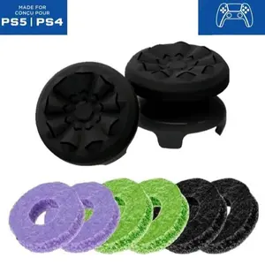 Precision Rings Thumbsticks Aim Boost Kit, Purple-Black Crystal Silicone Thumbsticks for PlayStation 5 (PS5) & PlayStation 4 (PS4) Controller Accessories