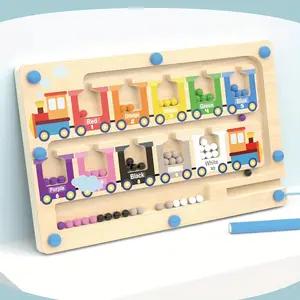 YIDIEMO Magnetic Color And Number Maze, Compact Wooden Train Magnetic Maze Puzzle Toys, Engaging Activities for Counting, Color Sorting, And Developing Fine Motor Skills, Ideal Learning Gifts for Birthdays, Halloween, And Christmas