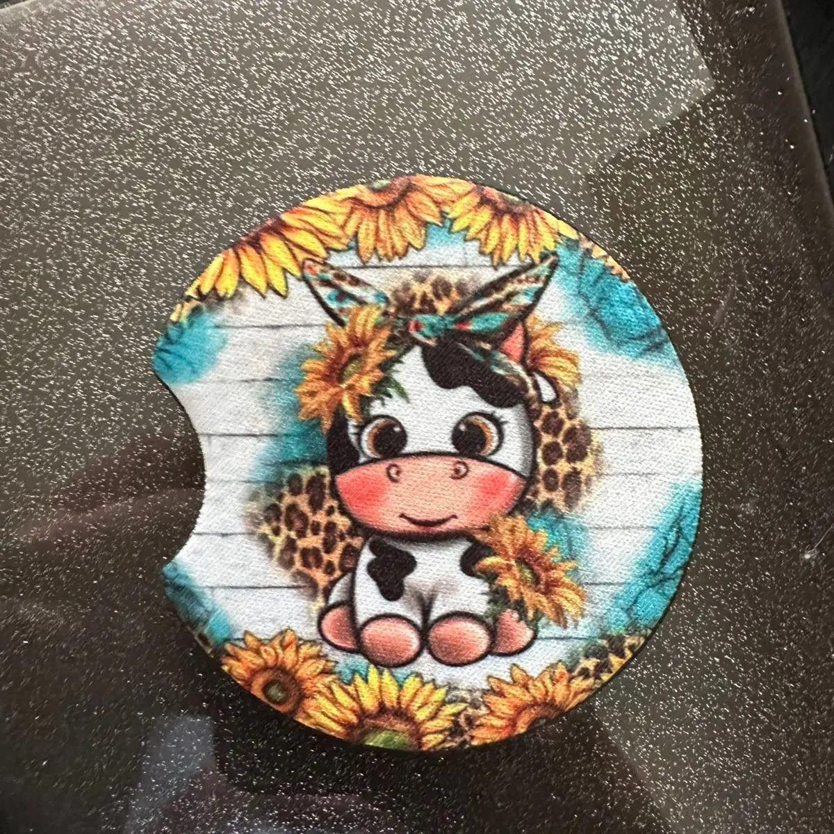 Cow and sunflowers coaster (2 pack)