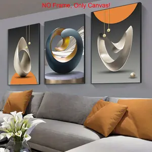 Abstract Geometry Unframed Canvas Posters, 3 Counts Modern Artistic Wall Art Painting, Wall Decor for Home Living Room Bedroom Office, Art Wall Decoration, Canvas Prints
