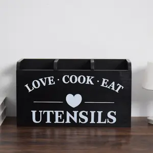 Wooden Kitchen Utensil Storage Box, Countertop Cutlery Organizer, Cooking Tool Holder, Durable Wooden Design, Perfect for Organizing Your Kitchen Essentials, Kitchen Organization