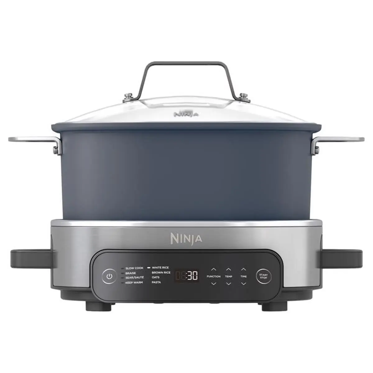 Ninjna 6.5 qt. Stainless Steel Compact All-In-1 Kitchen Multi-Cooker, Gray, 7-lb Roast Capacity, Cool-Touch Handles, Dishwasher Safe, Everyday Use, Replaces 10 Kitchen Tools, Model 6082542