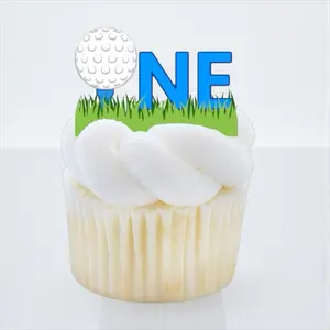 Hole-In-One First Birthday Cupcake Toppers - Golf Themed First Birthday Decor - Cake Decorations - First Birthday
