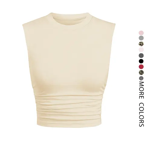 Women's Solid Round Neck Crop Tank Top, Casual Basic Sleeveless Top for Everyday Daily Wear, Ladies Fit Clothes for All Seasons, Womenswear