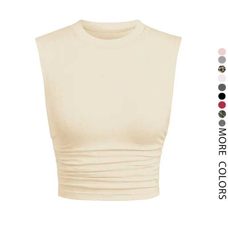 Women's Solid Round Neck Crop Tank Top, Casual Basic Sleeveless Top for Everyday Daily Wear, Ladies Fit Clothes for All Seasons, Womenswear