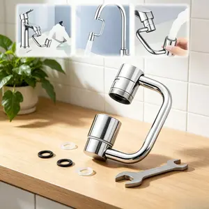 360° Rotatable Faucet Aerator Extender - Universal Kitchen & Bathroom Sink Sprayer Attachment with 2-Mode Splash Control, Easy All-Angle Adjustment (2-Pack) swivel sink faucet aerator extension rotate spray
