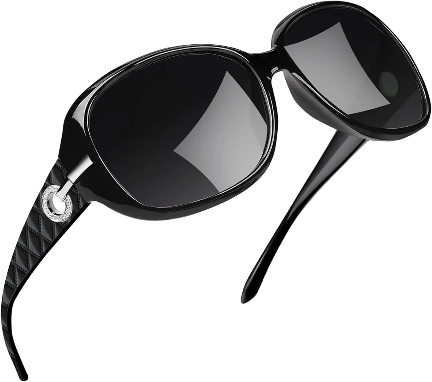 Women's Large Rectangle Polarized Outdoor Sunglasses with UV Protection and Rhinestones