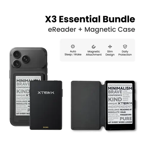 Xteink X3 Essential eReader Bundle - Portable Digital E-Reader with Wireless Functionality and Magnetic Case
