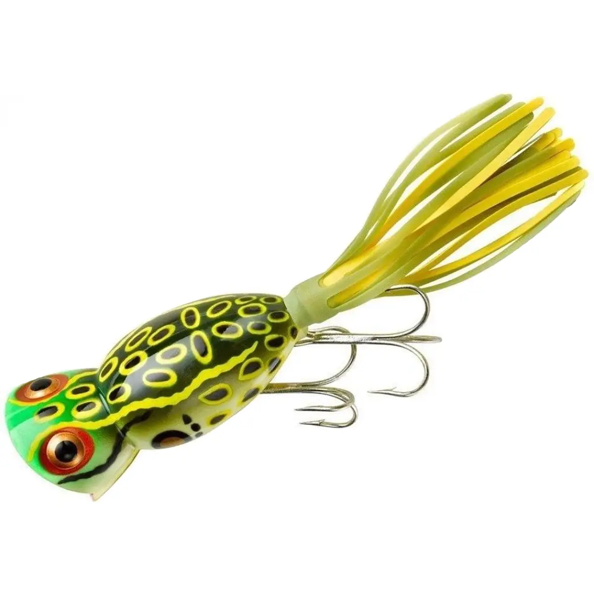 Arbogast Hula Popper 3/8 oz Classic Popper Fishing Lure, Bull Frog Gamefish Lure with Pulsing Skirt, Bull Frog Look, 2 Inches, 2" Length, Bass, Killer Action, Lures