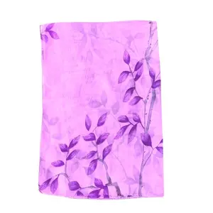 Lavender Chiffon Scarf Purple Leaf Wrap Sheer Floral Shawl Lightweight Vintage Style Spring Summer Accessory