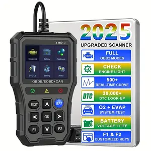 Multilingual OBD2 Scanner Battery Tester CAN Diagnostic Tool for Cars Color Screen Code Reader Engine Check Fault Light Plug & Play Scanner Car Diagnostic Scan Tools Read Voltage/Life for OBD2 Cars Since 1996 New (YM519)