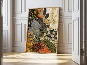 Abstract Botanical Print: Earthy Wildflower Art, Boho Home Decor
