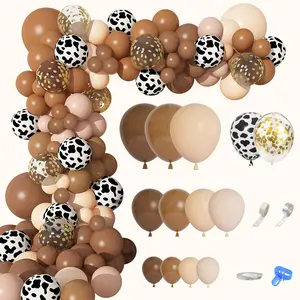170Pcs Cowboy Balloon Garland Arch Kit, Cow Brown, Blush Confetti Balloons for Western Baby Shower & Party