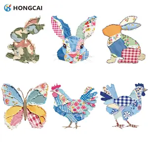 Easter Cute Patchwork Animal Heat Transfer Vinyl Sticker, Fun Iron-On Patches for T-Shirts Bags Pillows, DIY Fabric Decoration