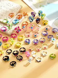 20 Colors Random Cute Monster Cat Rings, Dopamine Jewelry, Big Eye Finger Ring, Couple Open Adjustable Ring, All Seasons