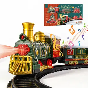 Christmas Electric Track Small Train 19pcs Classic Retro Model, Educational Toy, Requires 2 AA Batteries (not Included)