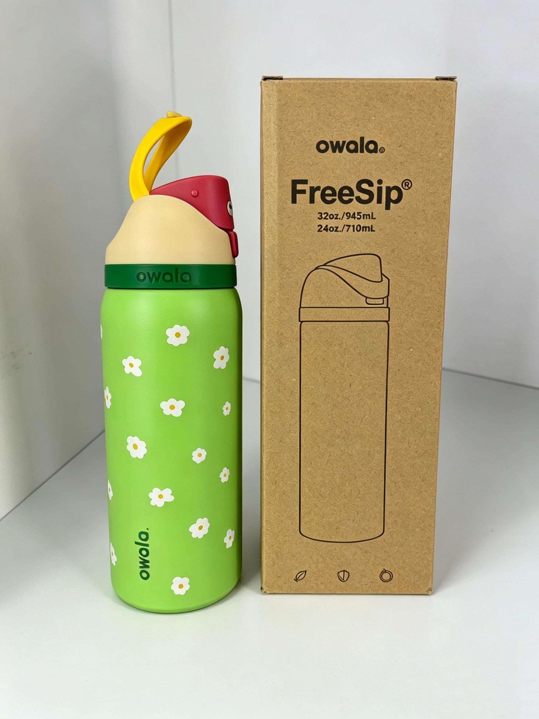 Owala 32oz Pastel Green Floral Insulated Water Bottle Leakproof Travel Tumbler with Straw Lid Drinkware Flasks Portable Bottled Mug Washable Stainless Steel Insulation Reusable