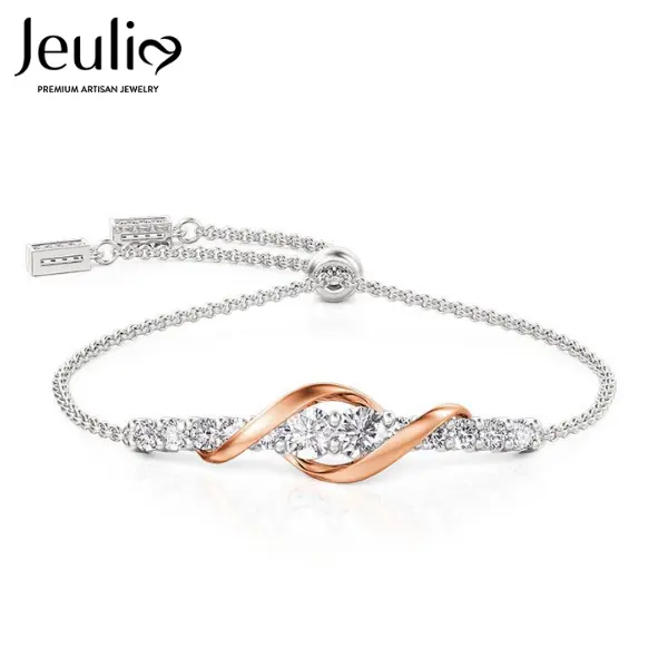 Jeulia 2-Tone Adjustable Silver Tennis Bracelet - Elegant Women's Silver Jewelry Accessory, Ideal Gift for Girlfriend