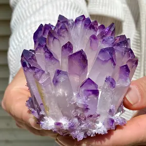 300g New Find Purple Phantom Cluster Geode Mineral Specimen Reiki Crystal Home Decor