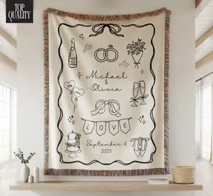 Custom Marriage Blanket Wedding Blanket Personalized Couple Gift 100% Cotton Soft Durable Wedding Keepsake