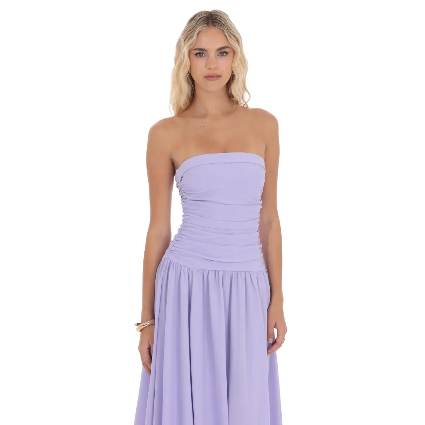 Lucy in the Sky Strapless Drop Waist Maxi Dress in Lavender - TikTok Shop