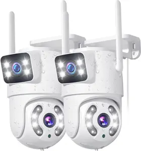 6MP Dual Lens Linkage 6MP Pan/Tilt Security Camera Outdoor, WiFi Camera, Auto Tracking, Human Detection, Light Alarm Floodlight, Color Night Vision, 2.4G WiFi, 24/7 Record