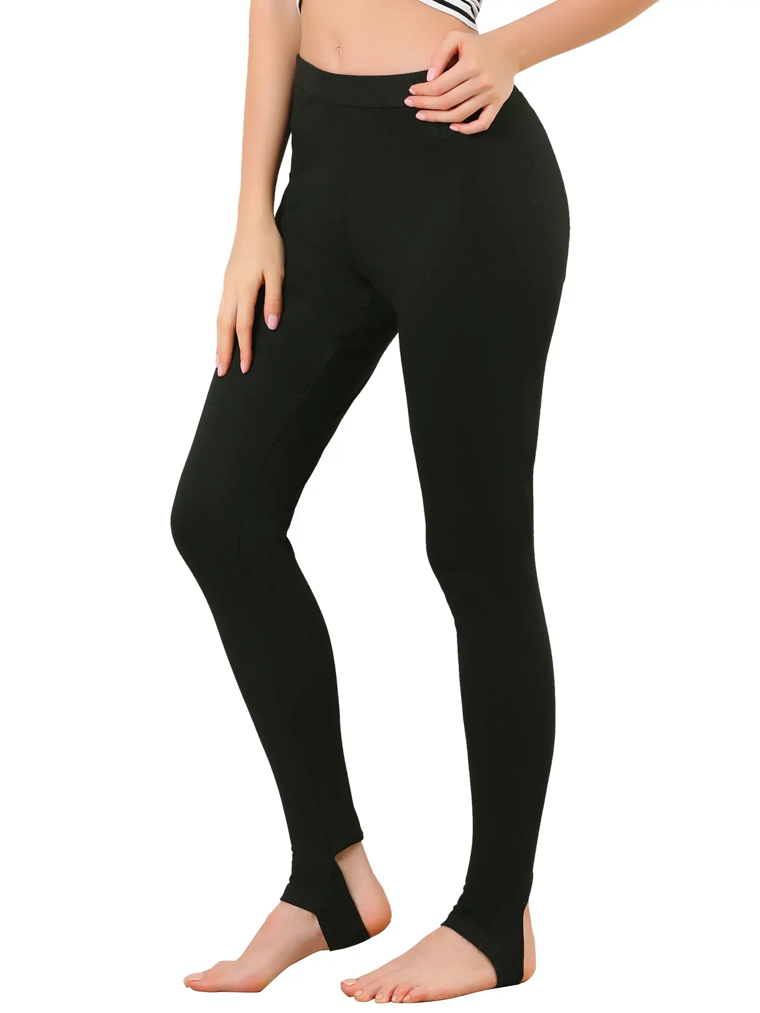 INSPIRE CHIC Leggings Elastic Waistband Gym Yoga Soft Cotton Stirrup Pants