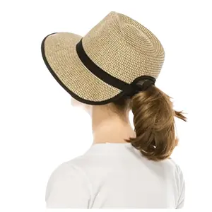 Ponytail Straw Fedora Hat – Women's UPF 50+ Sun Hat | SOLOVE
