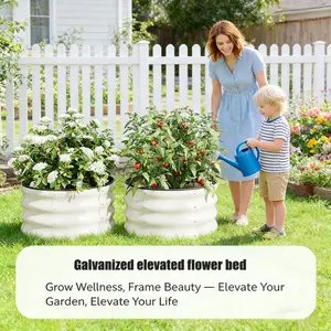 Raised Garden Bed,Galvanized Raised 2×2×1ft Planter Boxes Outdoor with Easy Assembly, Round Garden Bed for Vegetables, Fruits, Flowers