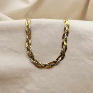 Two-toned Braided Herringbone Necklace