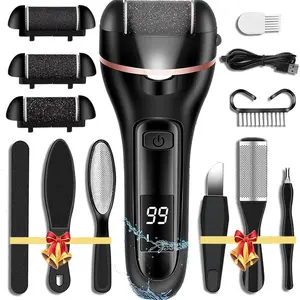 Callus Remover for Feet Electric Foot File, 13-in-1 Professional Pedicure Tools Foot Care Kit, Foot Scrubber Pedi for Hard Cracked Dry Dead Skin, 3 Rollers, 2 Speed, Battery Display