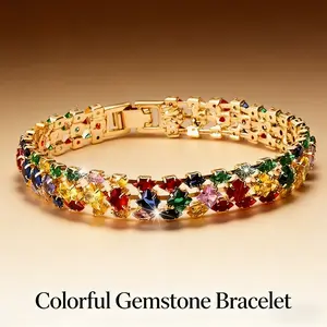 Women's Elegant Bohemian Colorful Geometric Zirconia Bracelet Clasp Chain for Everyday & Holiday Parties Bohemian Design with Zirconia Accents