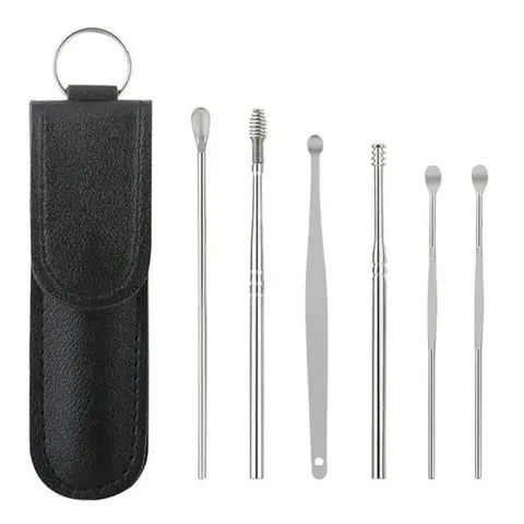 6 Counts Set Stainless Steel Spiral Ear Massage Cleaning Tool,Stainless Steel Earwax Removal Tool kit,Mini Portable Ear-YY