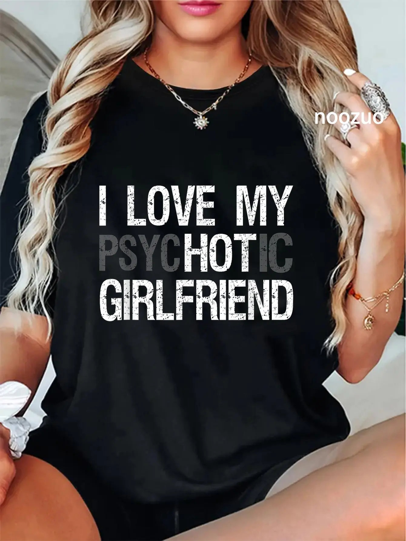 100% Cotton Girlfriend Shirt For Boyfriend Love My psycHOTic Girlfriend T-Shirt