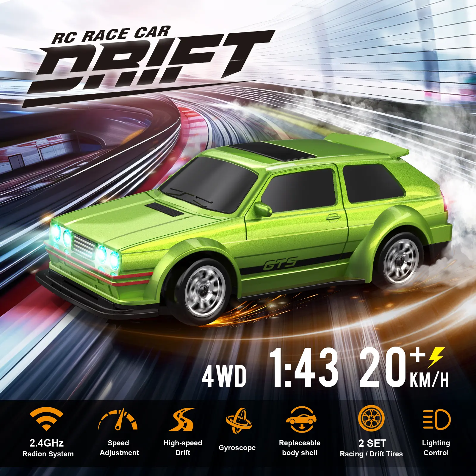 (USA ready stock!)Collector’s Edition 1:43 Scale RC Drift Car,4WD with Gyroscopic Stabilization,Professional Full Proportional Control,2.4GHz Racing Model Car, Ideal for Adult Collectors and Racing Enthusiasts,birthday gift