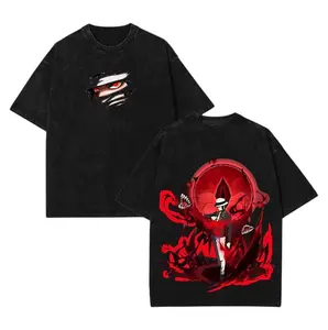 Muzan Kibutsuji Demonic Eye Demon Slayer Anime Double Printed Vintage Washed Tee Unisex Oversize T-shirt Gift For Anime Fan Dress Graphics