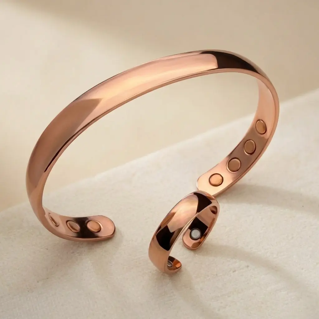 Magnetic Copper Cuff Bracelet - Handmade, Adjustable Classic Wellness Jewelry for Men, Ideal for Father's Day, Anniversary Gifts, Mother's Day Gifts, Birthday, Copper Jewelry Collectors, Fits Most Wrists, Collectibles, Pure Copper