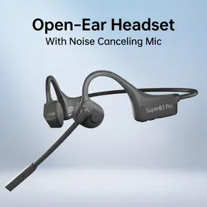 Open Ear Bone Conduction Headset, Bluetooth 5.3 Wireless Audio Earbuds, Waterproof Durable Exercise Headphones for Running, Driving, 32H Playtime, Noise Reduction Mic, Lightweight, Type-C Fast Charging