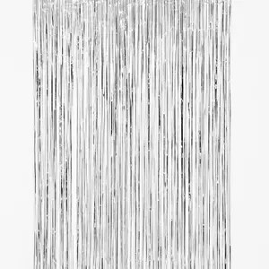 Shimmering Silver Metallic Curtain - 3' x 8'