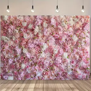 1pc 2D Flat Floral Wall Backdrop with Pink Roses & Peonies - Country Style Polyester, No Electricity Needed, Perfect for Weddings, Receptions, Birthdays, and Parties, Wedding Decorations, Event